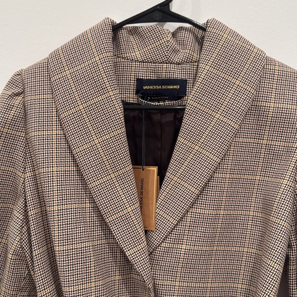 Vanessa Seward NWT Brown Pattern Blazer with adjustable waist sash 🤎 - Picture 2 of 7